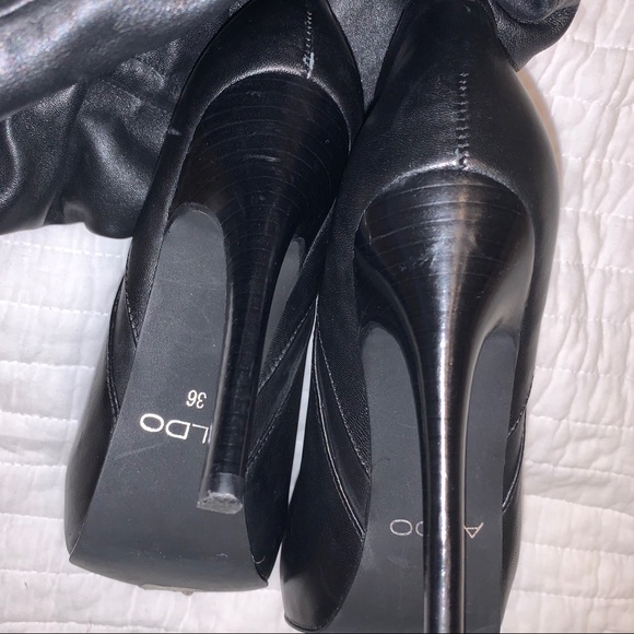 Aldo black leather scrunch boots sz 6 - Picture 4 of 4